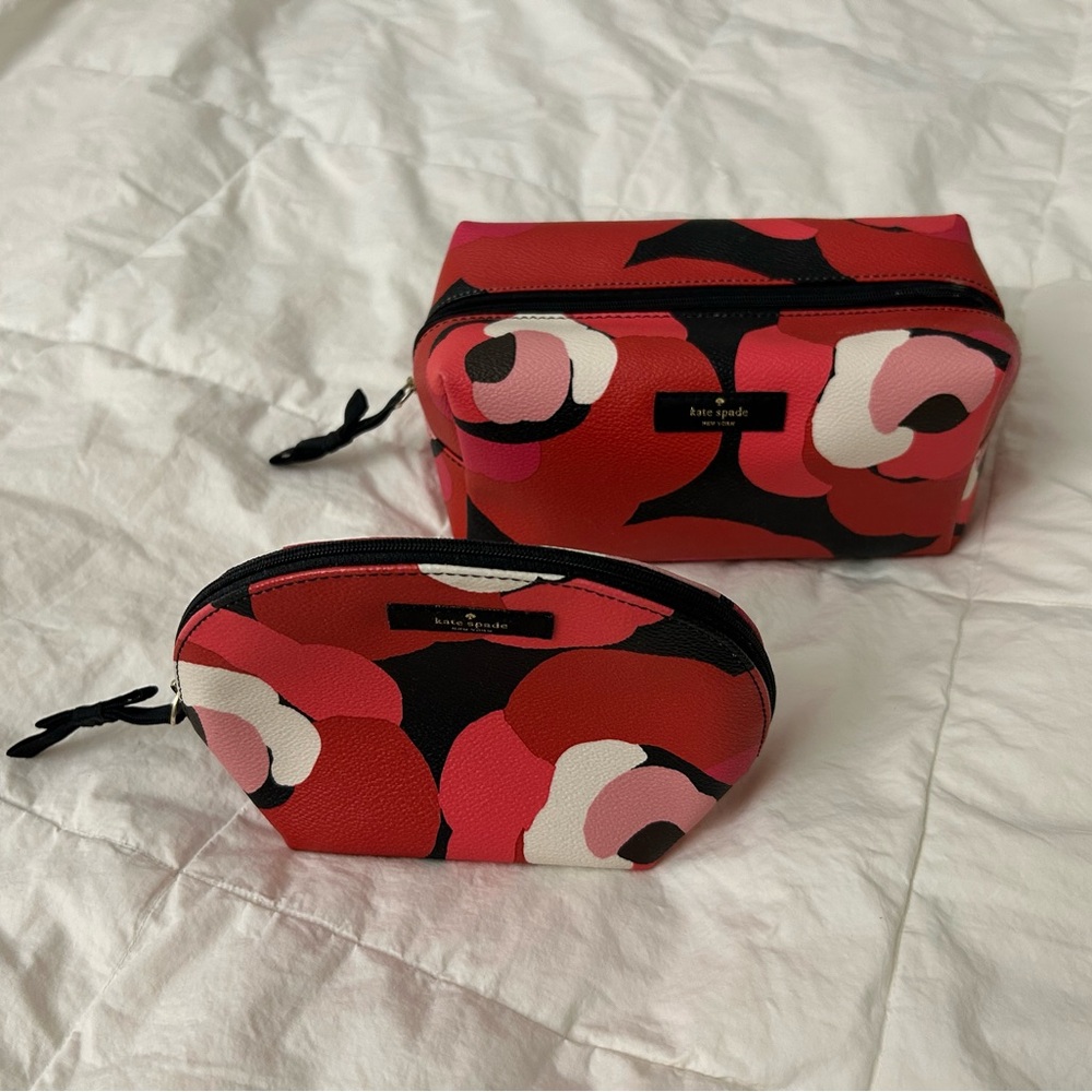 Kate Spade Floral Cosmetic/Makeup/Toiletry Bag Duo